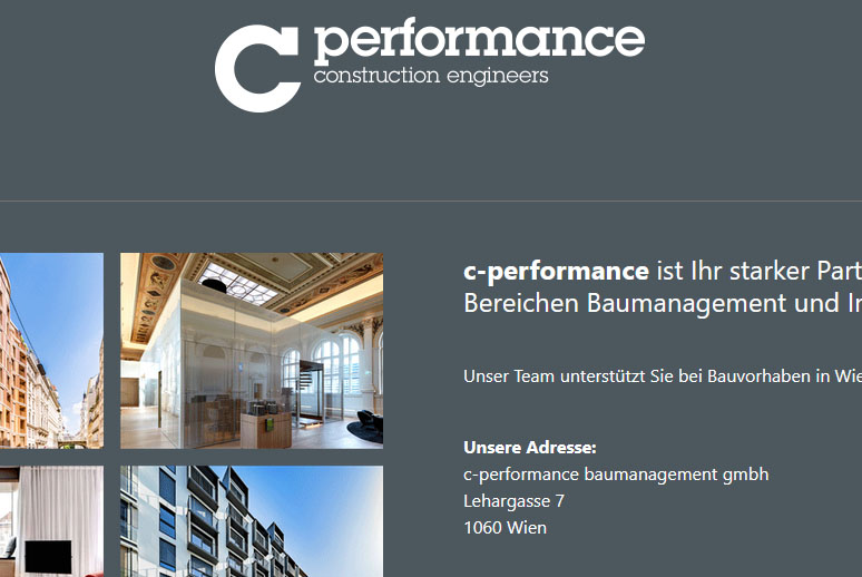 Screenshot der Homepage von c-performance.at